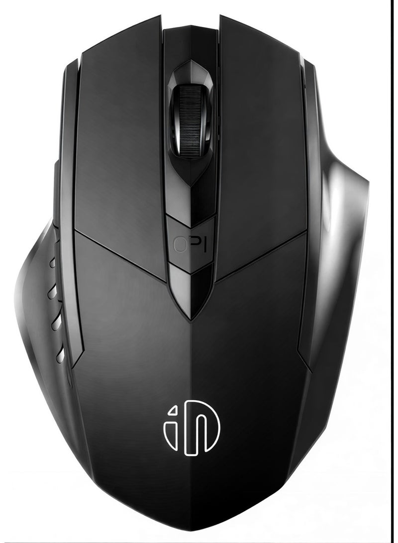 ماوس لاسلكي صامت قابل لإعادة الشحن، بطارية مرئية، دقة 2400 نقطة في البوصة، 6 أزرار، ماوس كبير مريح للابتوب، الكمبيوتر، ماك، بي سي وما إلى ذلك. - Image 1